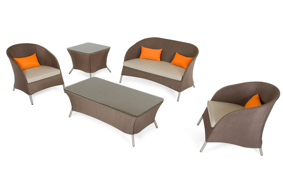 31' Brown Mesh Aluminum and Glass Sofa Set By Homeroots | Sofa Set | Modishstore - 3