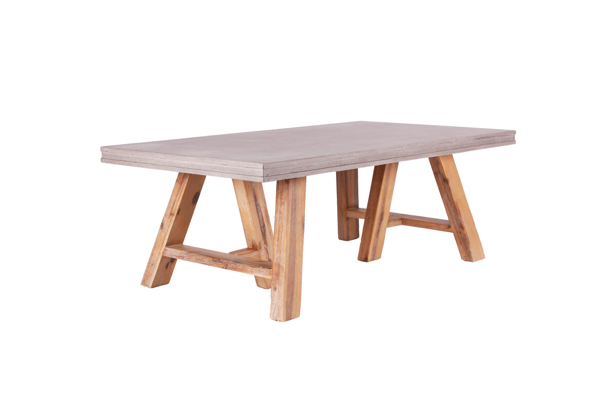 18' Concrete and Solid Acacia Wood Coffee Table By Homeroots | Coffee Tables | Modishstore - 2