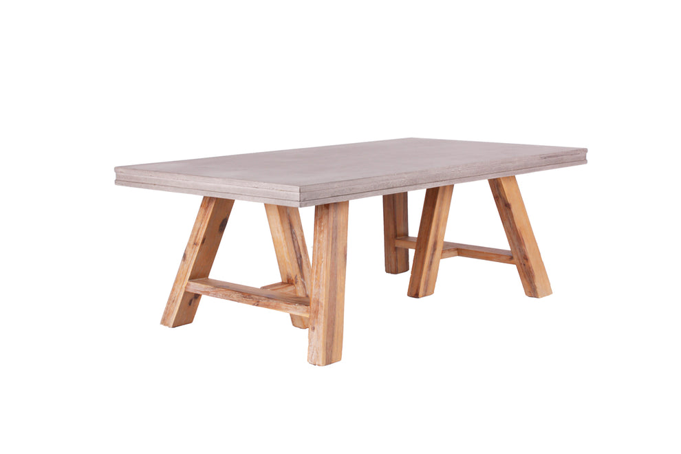18' Concrete and Solid Acacia Wood Coffee Table By Homeroots | Coffee Tables | Modishstore - 2