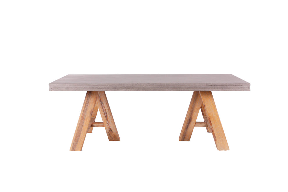 18' Concrete and Solid Acacia Wood Coffee Table By Homeroots | Coffee Tables | Modishstore - 3