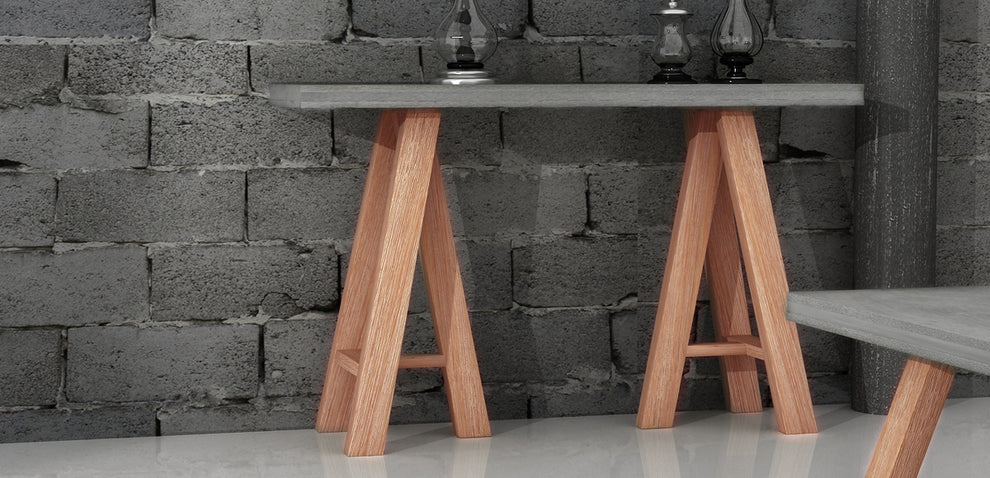 18' Concrete and Solid Acacia Wood Coffee Table By Homeroots | Coffee Tables | Modishstore - 6
