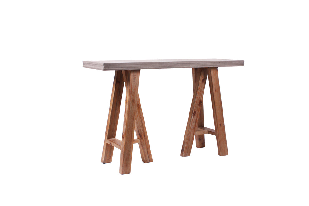 18' Concrete and Solid Acacia Wood Coffee Table By Homeroots | Coffee Tables | Modishstore - 7