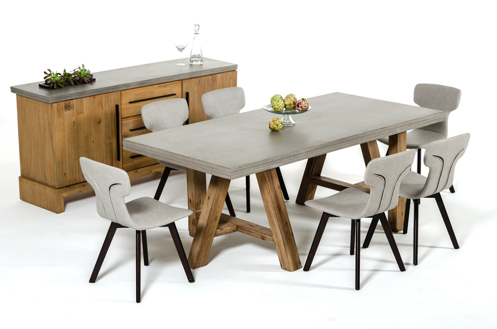 30' Concrete And Solid Acacia Wood Dining Table By Homeroots | Dining Tables | Modishstore - 2