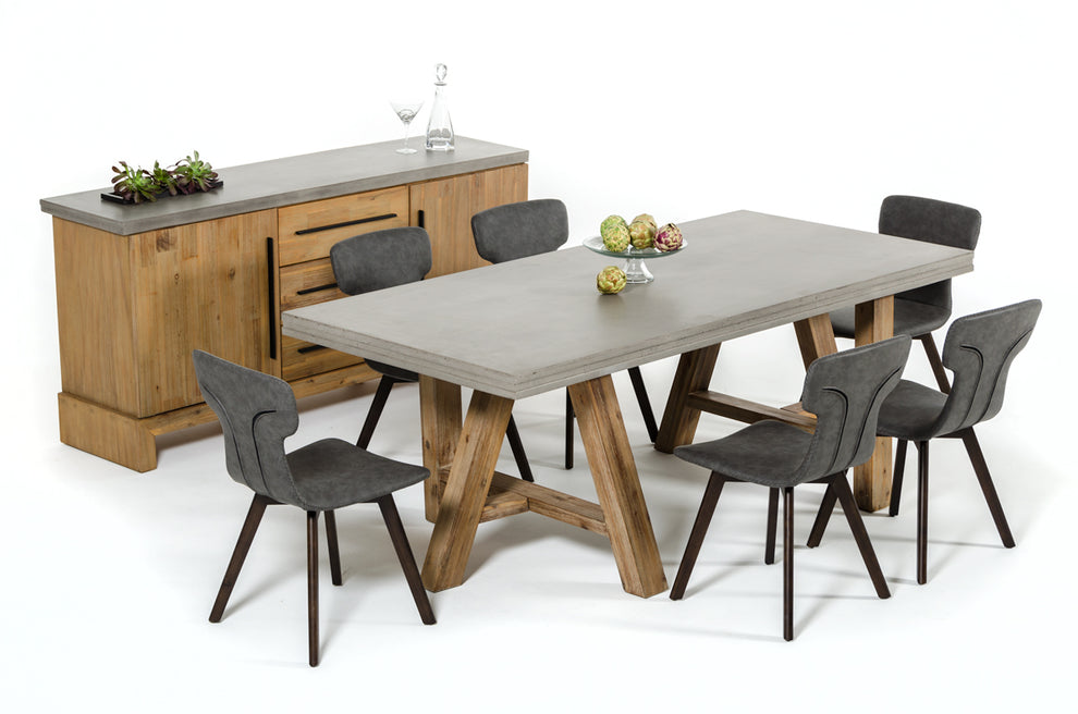 30' Concrete And Solid Acacia Wood Dining Table By Homeroots | Dining Tables | Modishstore - 3