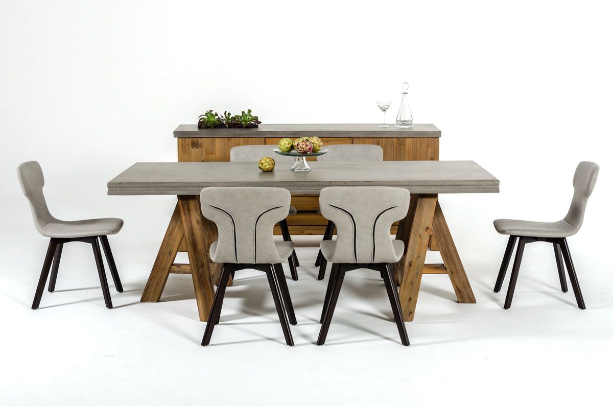 30' Concrete And Solid Acacia Wood Dining Table By Homeroots | Dining Tables | Modishstore - 4