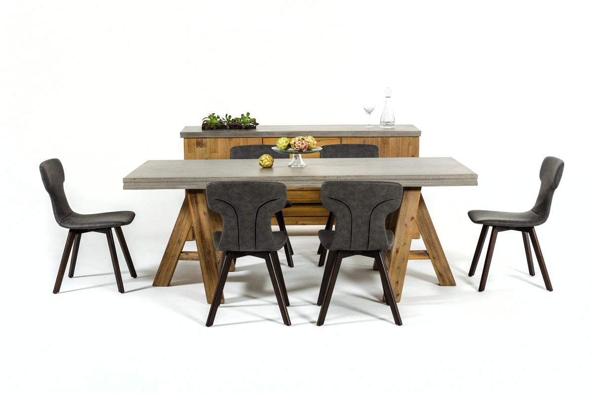 30' Concrete And Solid Acacia Wood Dining Table By Homeroots | Dining Tables | Modishstore - 5