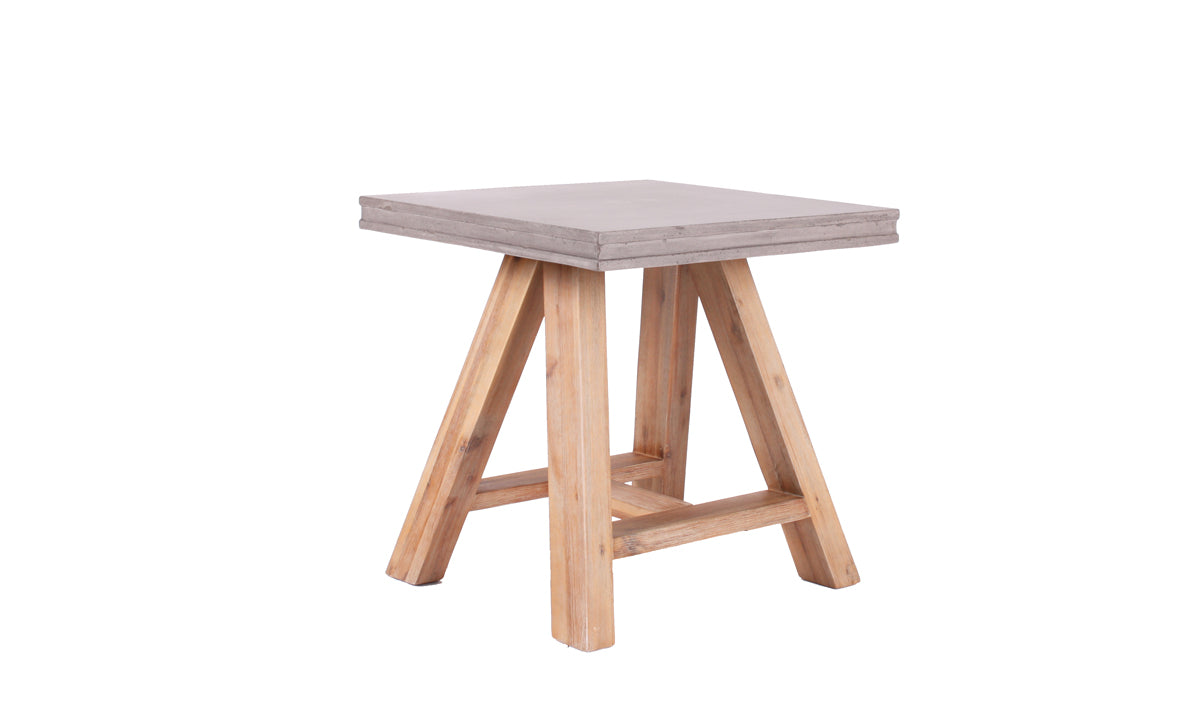 22' Concrete and Solid Acacia Wood End Table By Homeroots | End Tables | Modishstore - 2