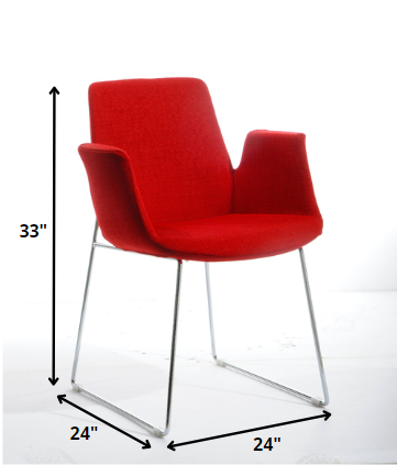 33' Red Polyester Fabric And Metal Dining Chair By Homeroots | Dining Chairs | Modishstore - 2
