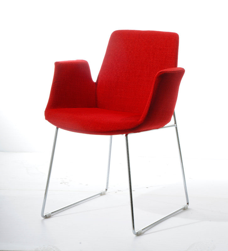 33' Red Polyester Fabric And Metal Dining Chair By Homeroots | Dining Chairs | Modishstore - 3