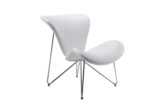 34' White Fabric Polyester and Metal Accent Chair By Homeroots | Accent Chairs | Modishstore