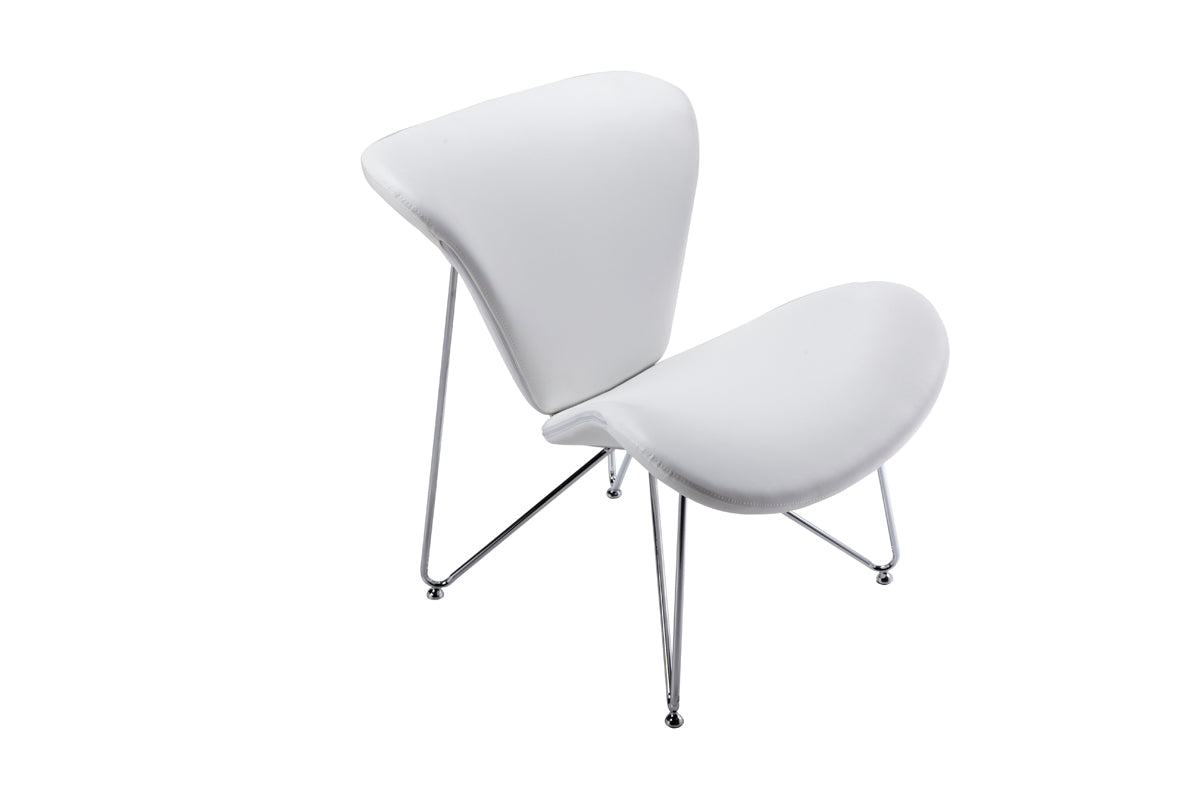 34' White Fabric Polyester and Metal Accent Chair By Homeroots | Accent Chairs | Modishstore - 2