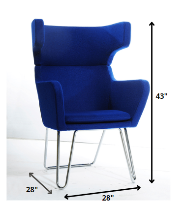 43' Blue Fabric Wool and Polyester Lounge Chair By Homeroots | Accent Chairs | Modishstore - 2