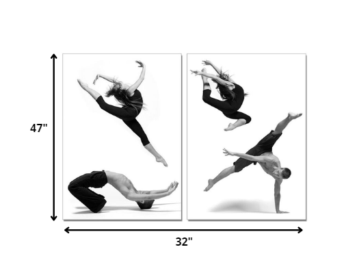 47" Canvas 2 Panels Dancers Black and White Photo By Homeroots | Sculptures | Modishstore - 2