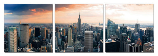 24" Multicolor Canvas 3 Horizontal Panels NYC Photo By Homeroots | Wall Decor | Modishstore