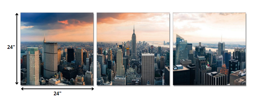 24" Multicolor Canvas 3 Horizontal Panels NYC Photo By Homeroots | Wall Decor | Modishstore - 2