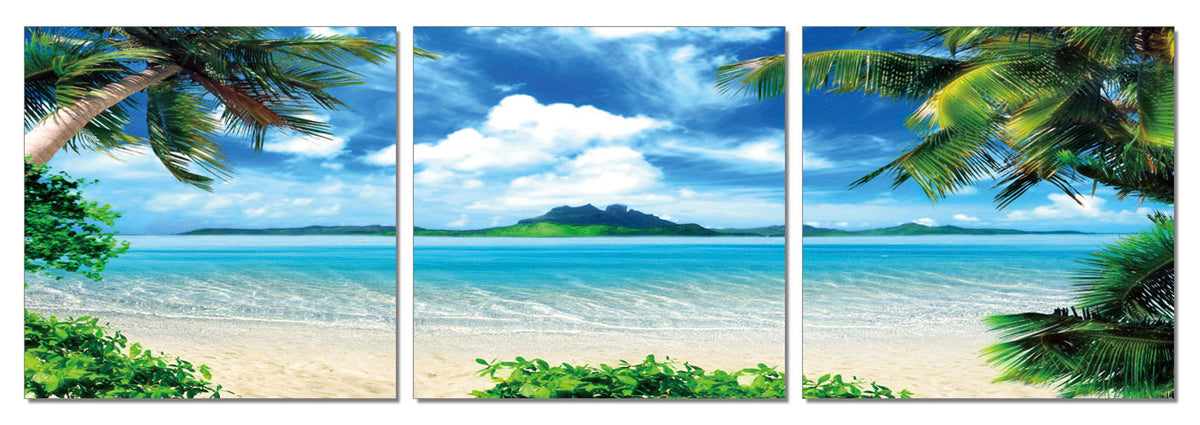 24" Multicolor Canvas 3 Panels Beach Photo By Homeroots | Wall Decor | Modishstore