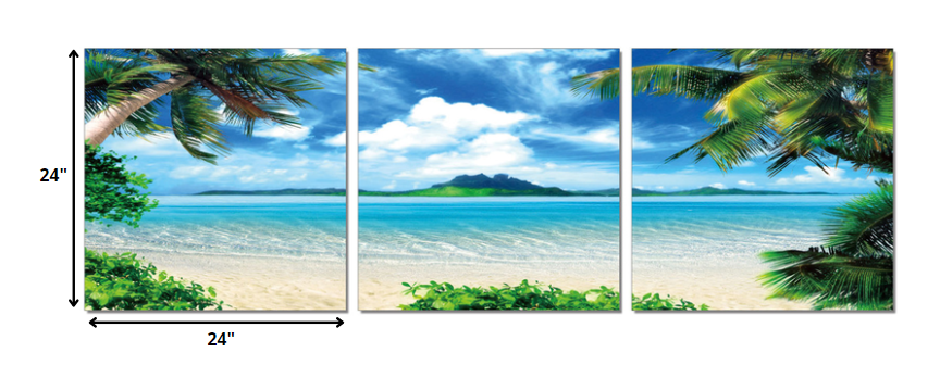 24" Multicolor Canvas 3 Panels Beach Photo By Homeroots | Wall Decor | Modishstore - 2
