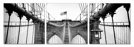 24" Black and White Canvas 3 Horizontal Panels Photo By Homeroots | Wall Decor | Modishstore
