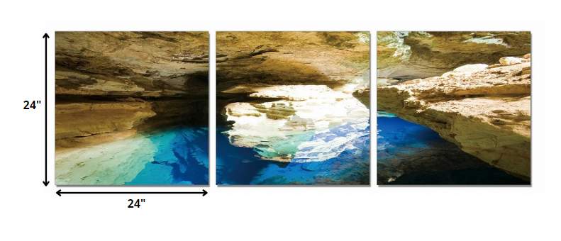 24" Canvas 3 Panels Blue Grotto Color Photo By Homeroots | Wall Decor | Modishstore - 2
