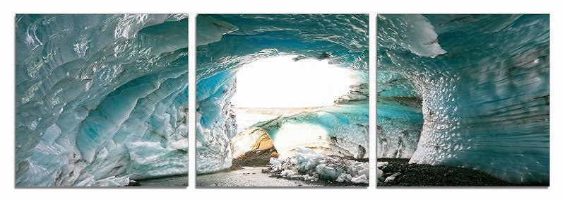 24" Multicolor Canvas 3 Horizontal Panels Ice Cave Photo By Homeroots | Wall Decor | Modishstore - 3