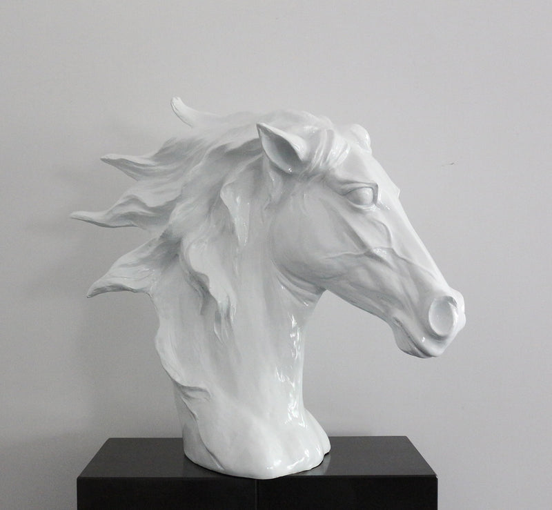 11" White Polyresin Horse Head Sculpture By Homeroots | Sculptures | Modishstore