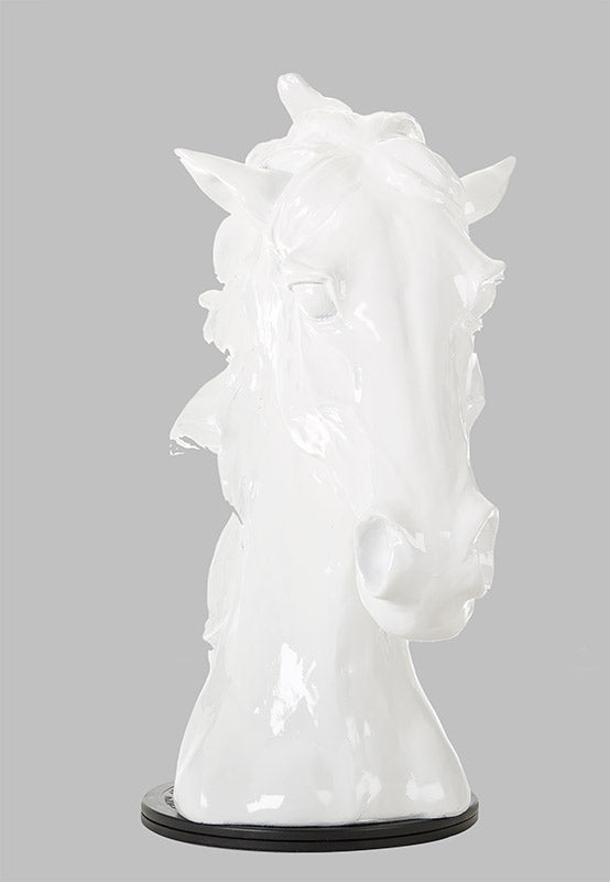 11" White Polyresin Horse Head Sculpture By Homeroots | Sculptures | Modishstore - 3