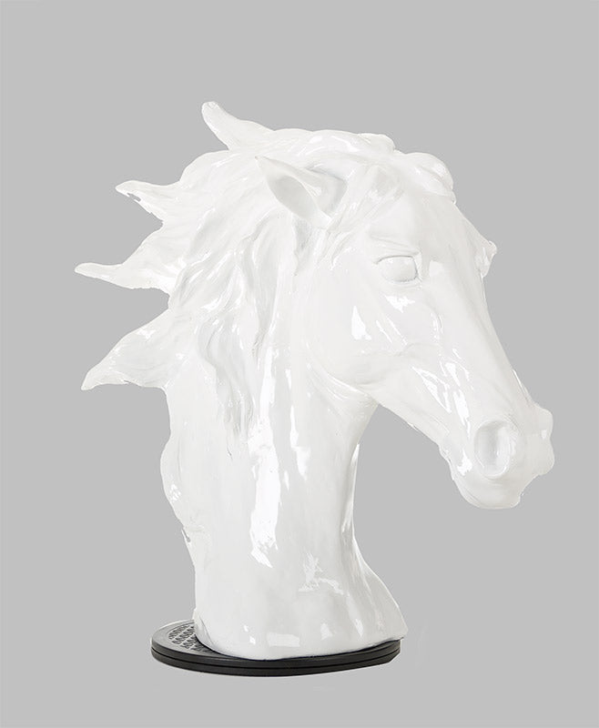 11" White Polyresin Horse Head Sculpture By Homeroots | Sculptures | Modishstore - 4