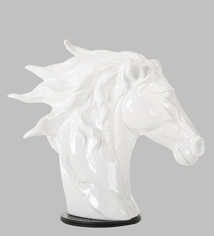 11" White Polyresin Horse Head Sculpture By Homeroots | Sculptures | Modishstore - 5