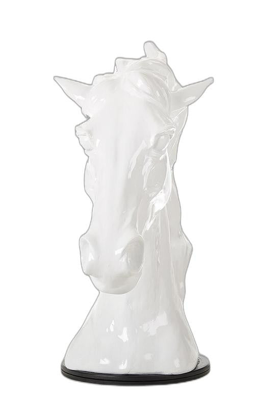11" White Polyresin Horse Head Sculpture By Homeroots | Sculptures | Modishstore - 6