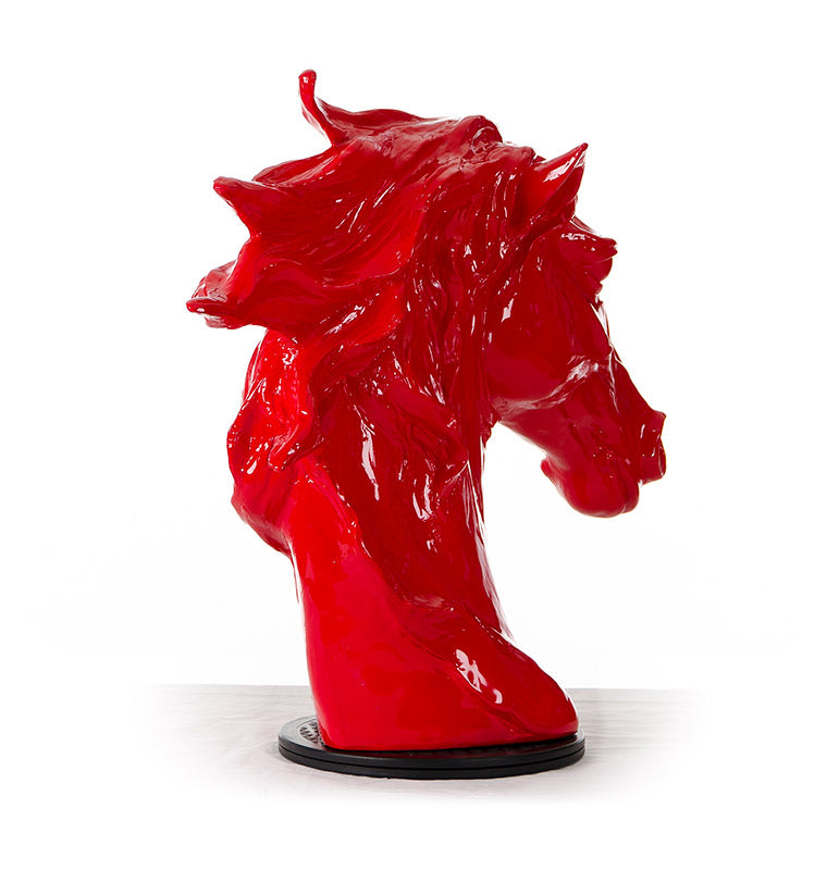 11" Red Polyresin Horse Head Sculpture By Homeroots | Sculptures | Modishstore - 3
