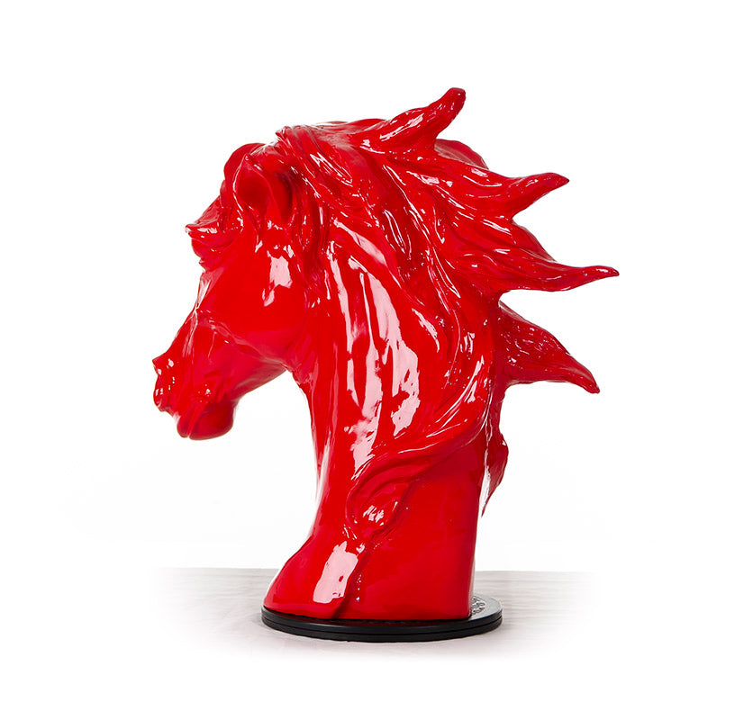 11" Red Polyresin Horse Head Sculpture By Homeroots | Sculptures | Modishstore - 5