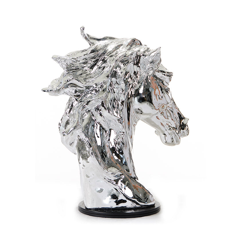 Modern Silver Horse Head Sculpture By Homeroots | Sculptures | Modishstore - 3