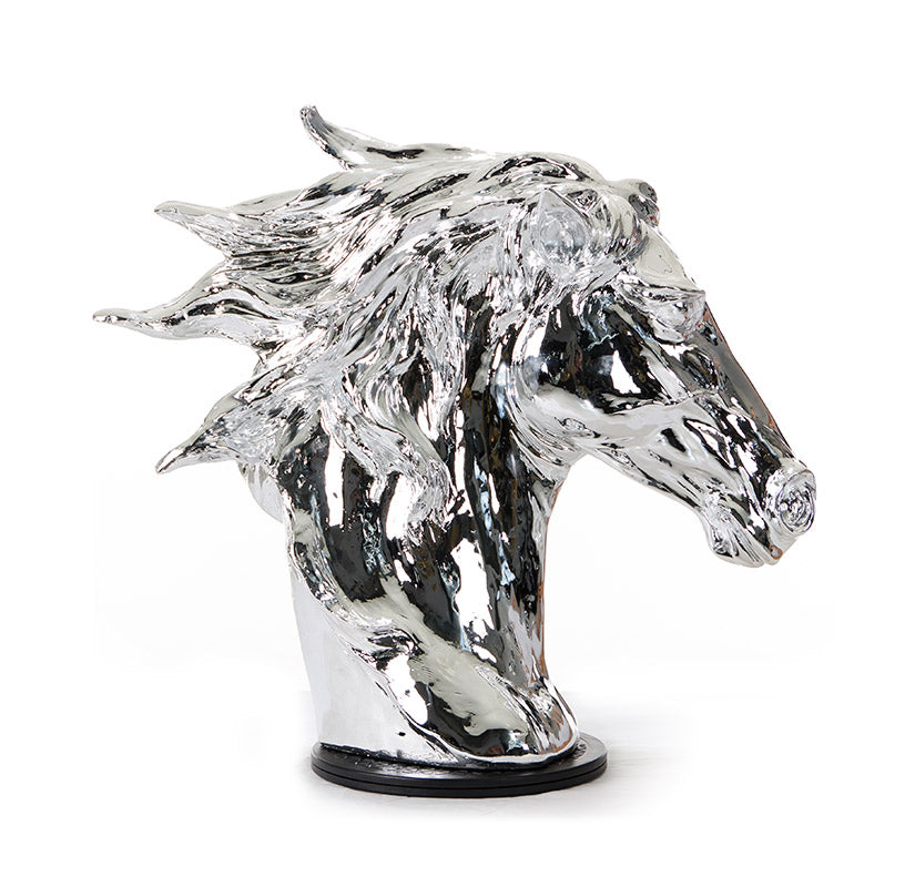 Modern Silver Horse Head Sculpture By Homeroots | Sculptures | Modishstore - 4
