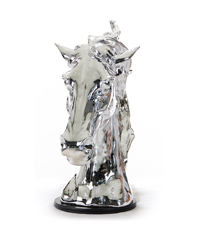 Modern Silver Horse Head Sculpture By Homeroots | Sculptures | Modishstore - 5