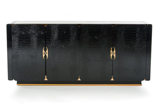 32' Black Crocodile And Rosegold Mdf Buffet By Homeroots | Sideboards | Modishstore