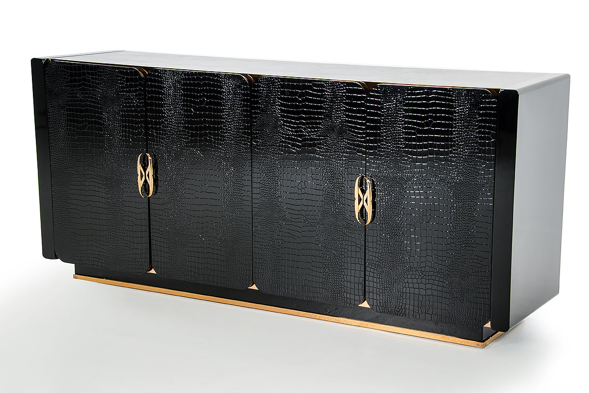 32' Black Crocodile And Rosegold Mdf Buffet By Homeroots | Sideboards | Modishstore - 2