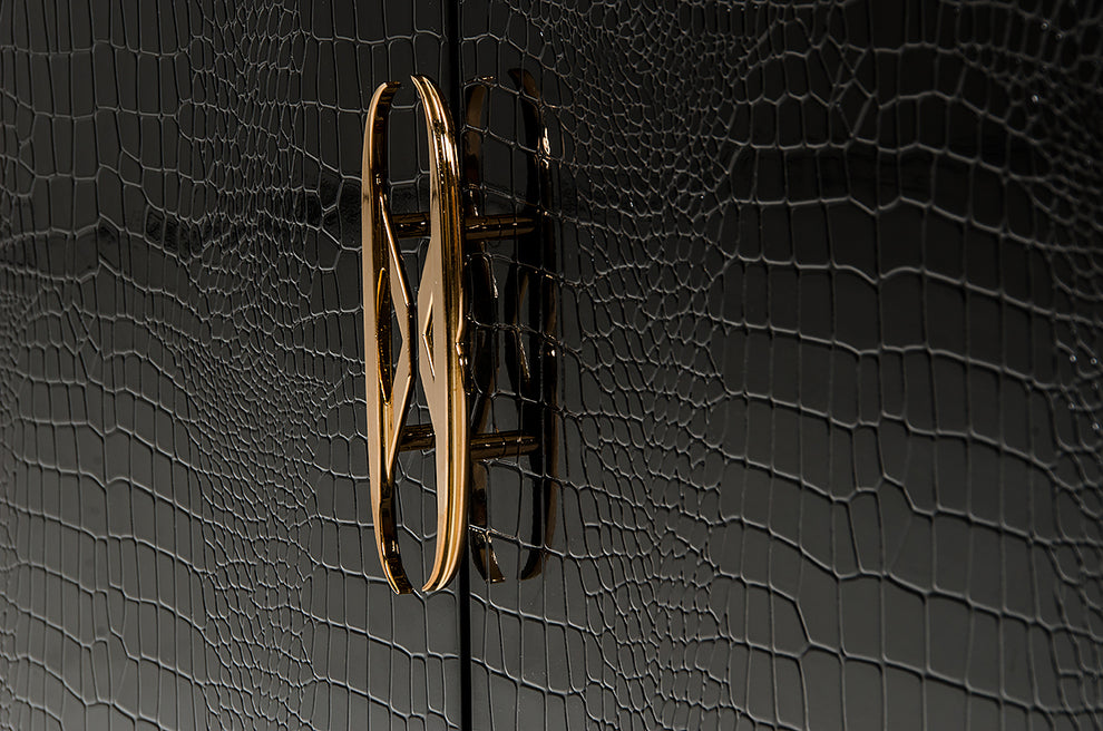 32' Black Crocodile And Rosegold Mdf Buffet By Homeroots | Sideboards | Modishstore - 4