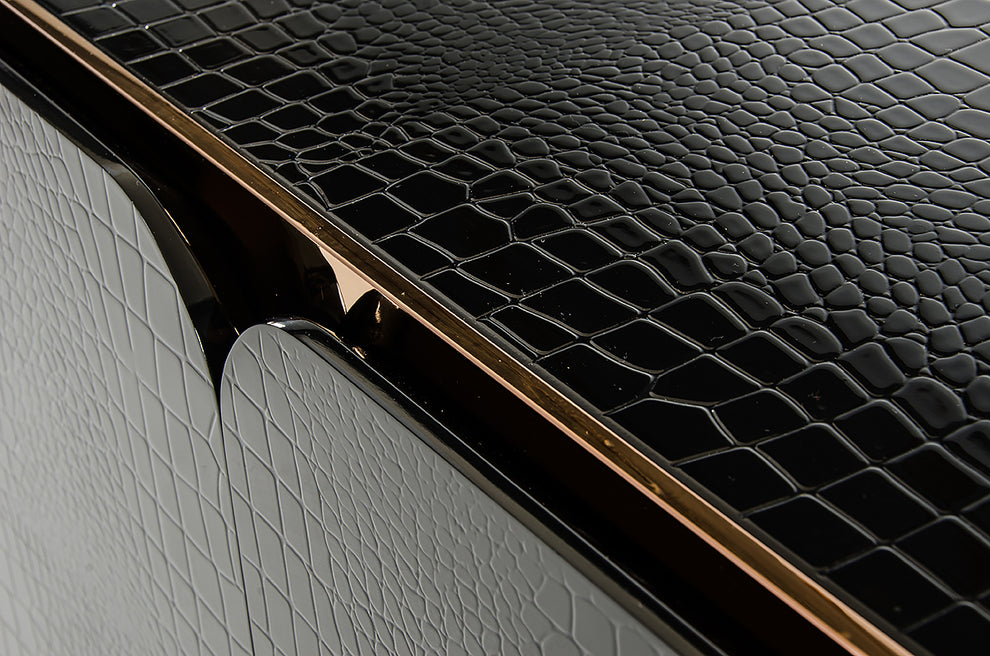 32' Black Crocodile And Rosegold Mdf Buffet By Homeroots | Sideboards | Modishstore - 5