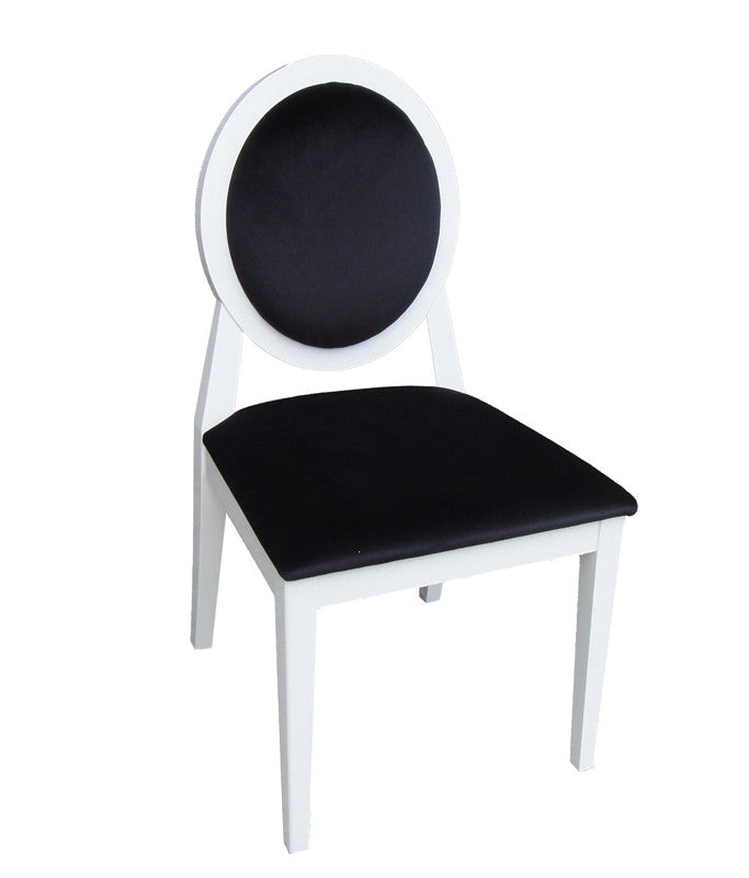 Two 36' White Lacquer Black Fabric Side Chairs By Homeroots | Dining Chairs | Modishstore - 3