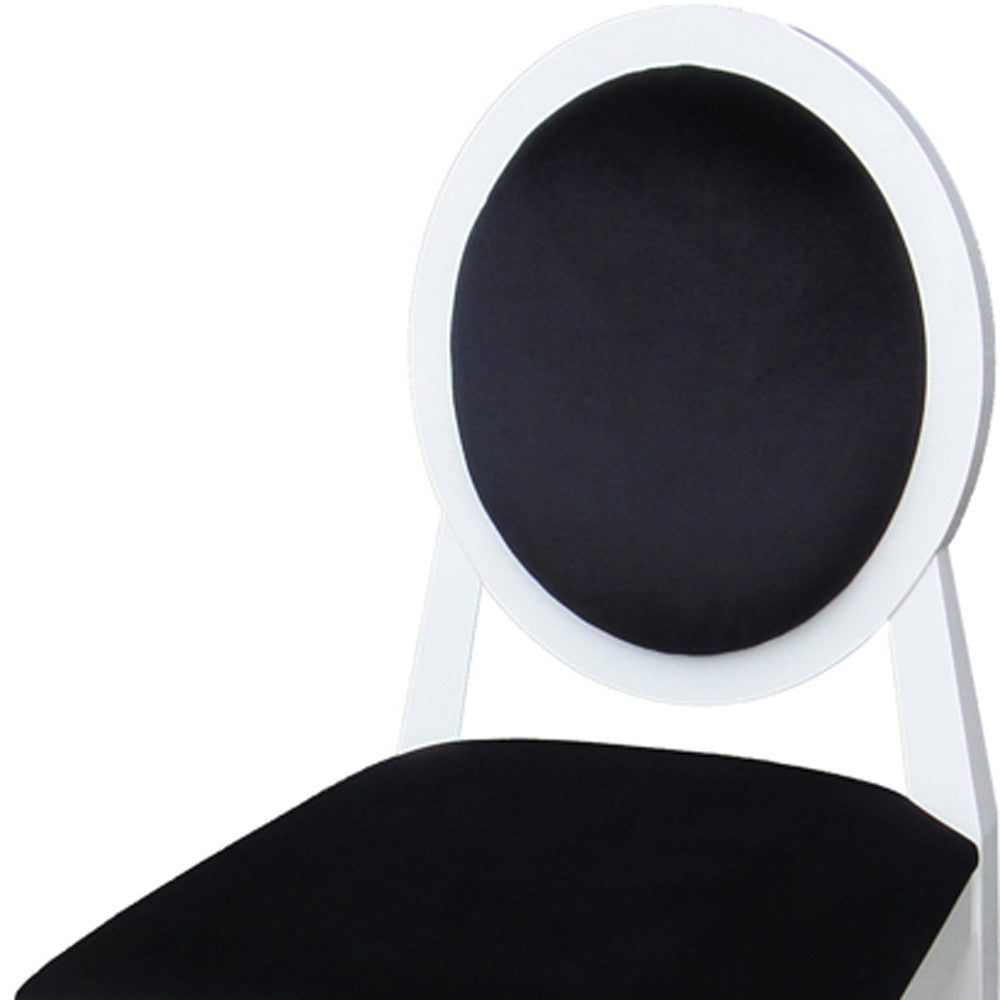 Two 36' White Lacquer Black Fabric Side Chairs By Homeroots | Dining Chairs | Modishstore - 4