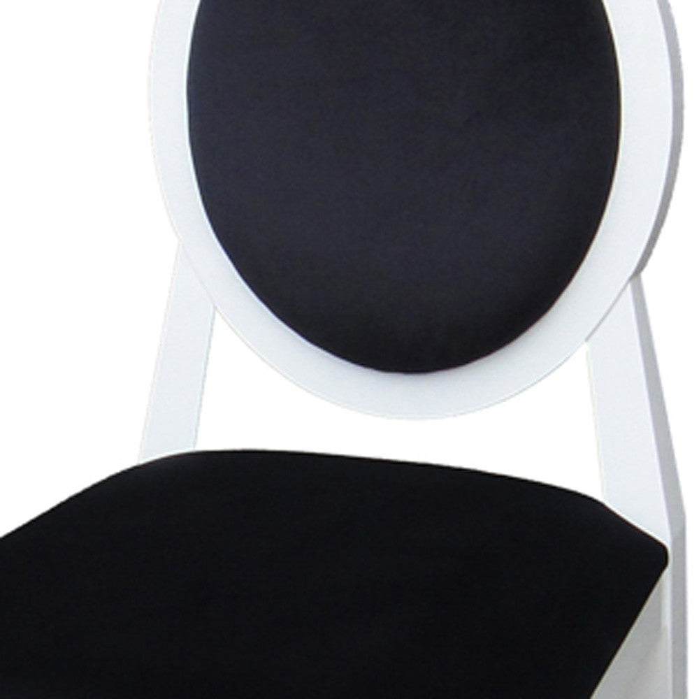 Two 36' White Lacquer Black Fabric Side Chairs By Homeroots | Dining Chairs | Modishstore - 5