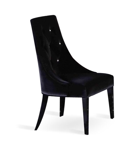 Two 40' Black Velour Fabric And Wood Dining Chairs By Homeroots | Dining Chairs | Modishstore