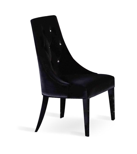 Two 40' Black Velour Fabric And Wood Dining Chairs By Homeroots | Dining Chairs | Modishstore - 2
