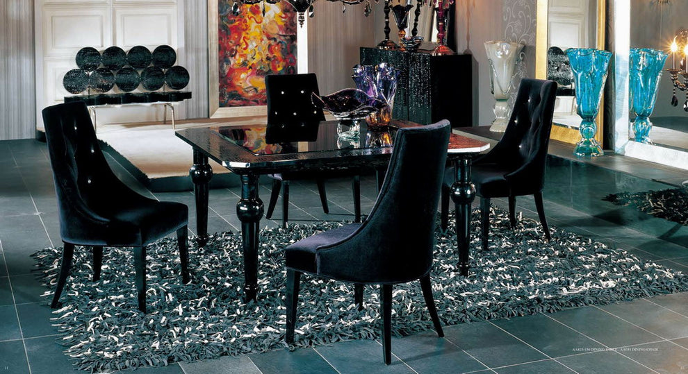 Two 40' Black Velour Fabric And Wood Dining Chairs By Homeroots | Dining Chairs | Modishstore - 4