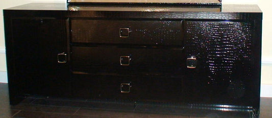 28' Black Crocodile Mdf Dresser By Homeroots | Dressers | Modishstore
