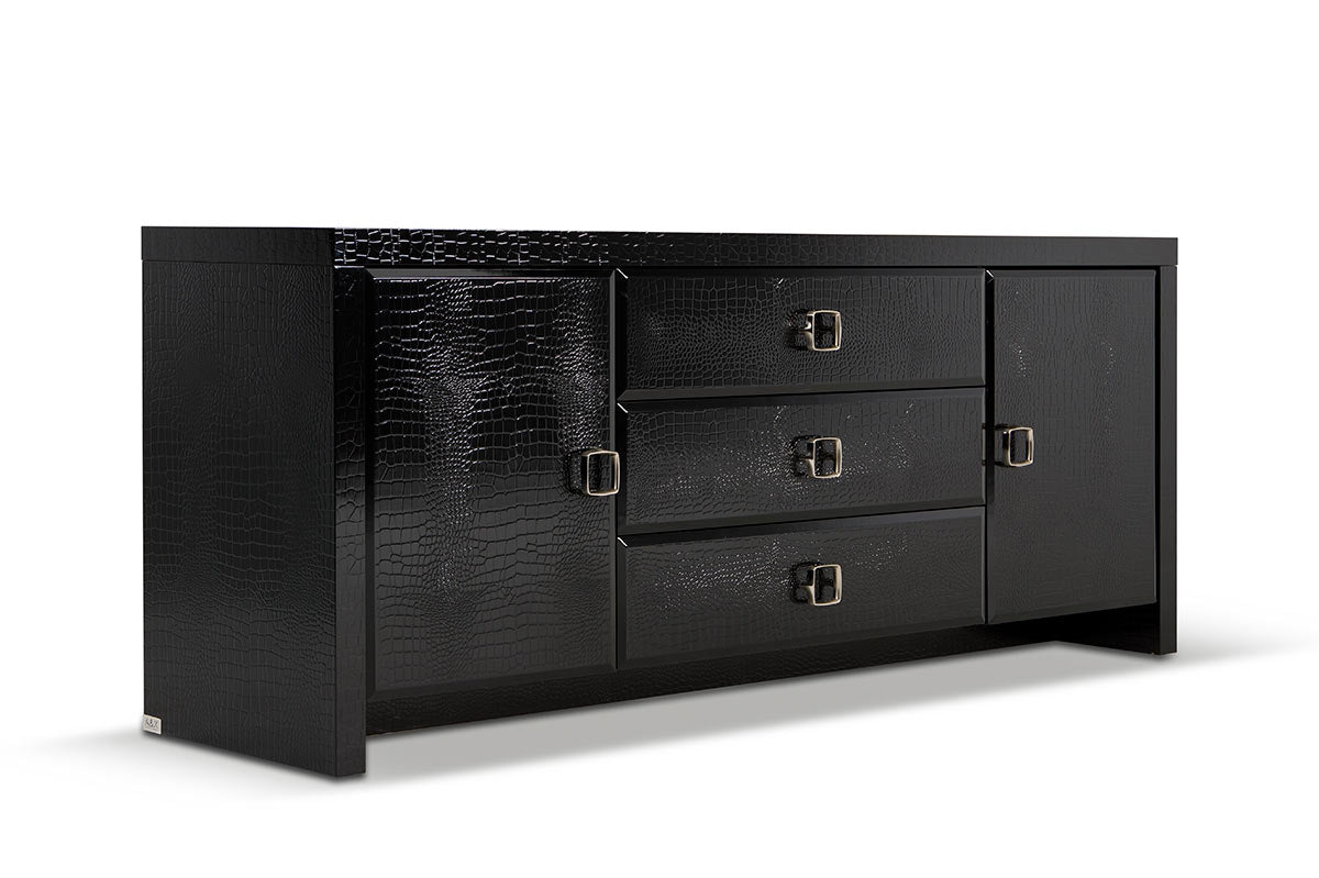 28' Black Crocodile Mdf Dresser By Homeroots | Dressers | Modishstore - 3