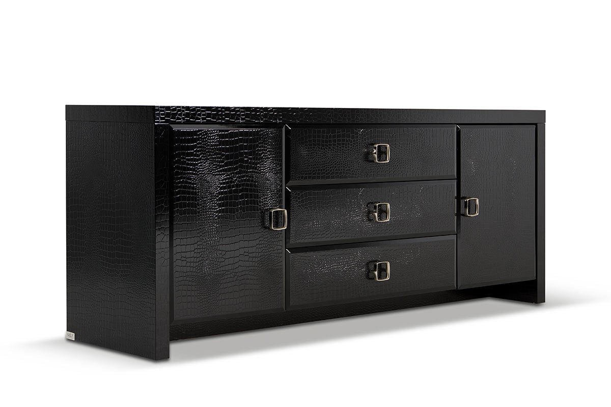 28' Black Crocodile Mdf Dresser By Homeroots | Dressers | Modishstore - 3