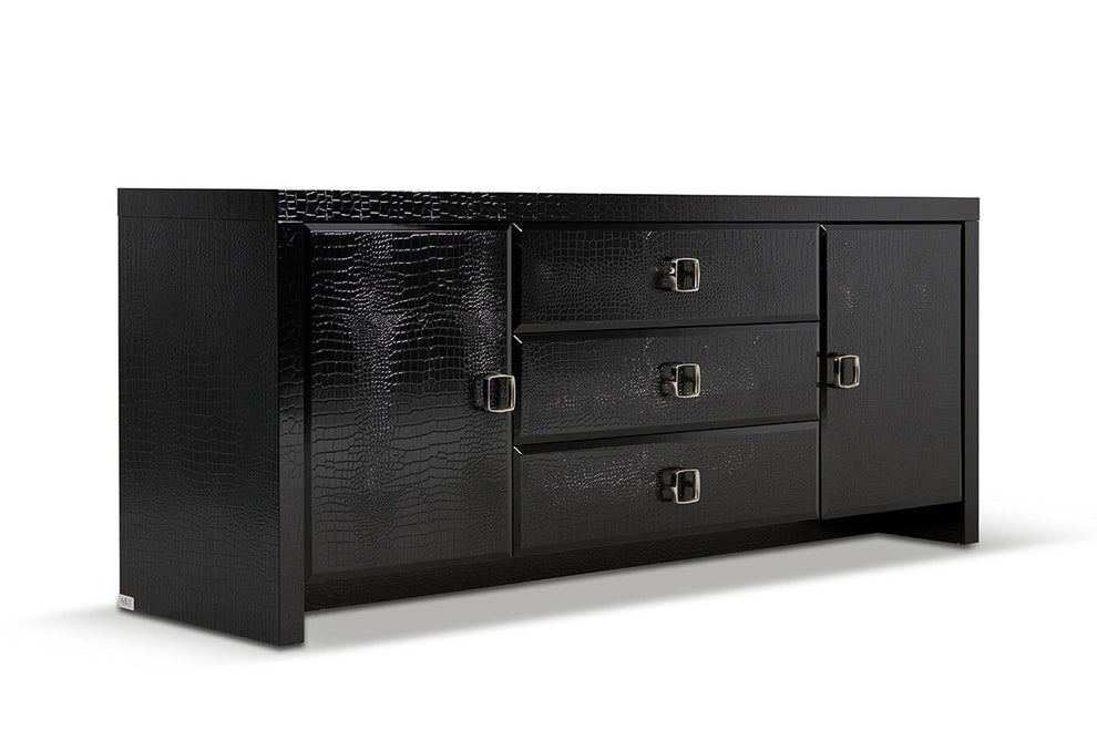 28' Black Crocodile Mdf Dresser By Homeroots | Dressers | Modishstore - 3