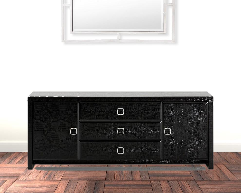 28' Black Crocodile Mdf Dresser By Homeroots | Dressers | Modishstore - 5