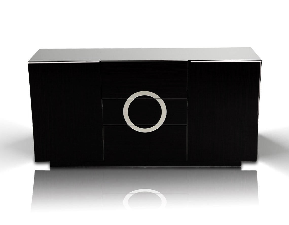 33' Black Lacquer Mdf Buffet With 2 Doors And 3 Drawers By Homeroots | Sideboards | Modishstore
